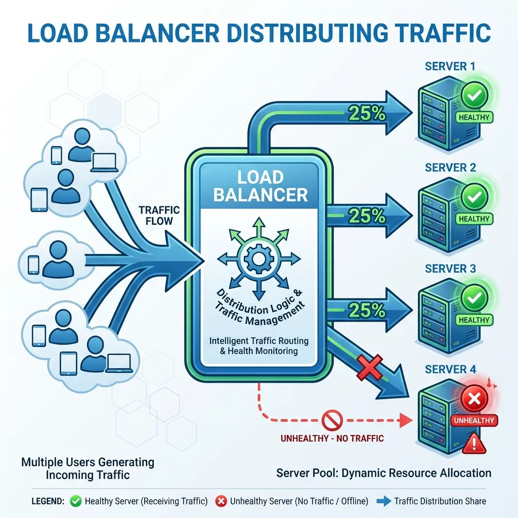 Load Balancer Distributing Traffic